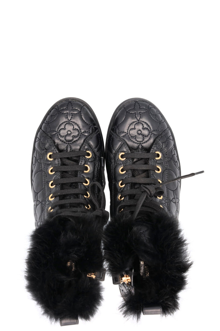 LOUIS VUITTON Fur Blossom Ankle Boots Leather