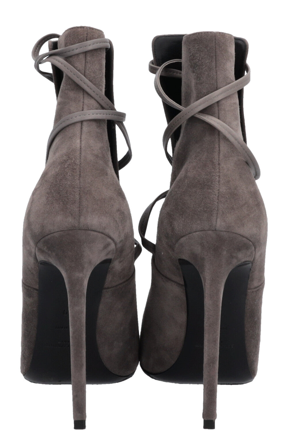 SAINT LAURENT Lace Up Heels Suede Grey
