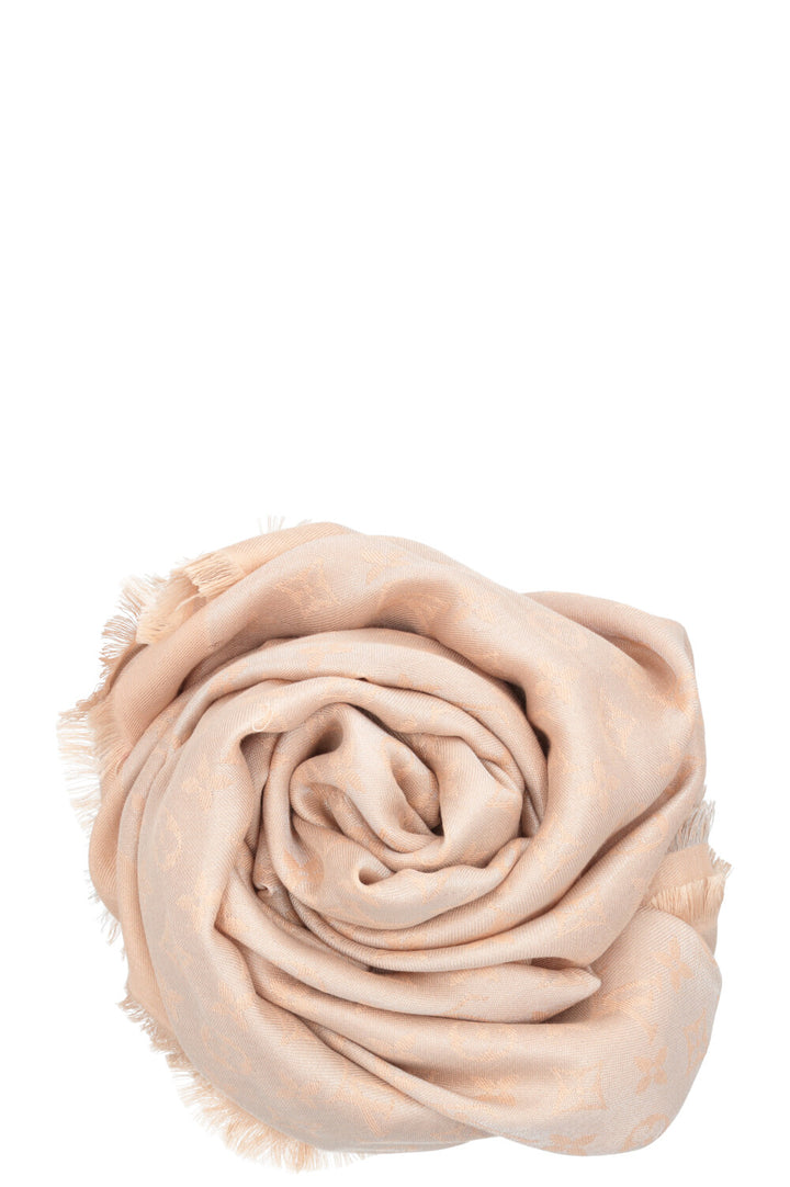 LOUIS VUITTON Fringed MNG Scarf Pink