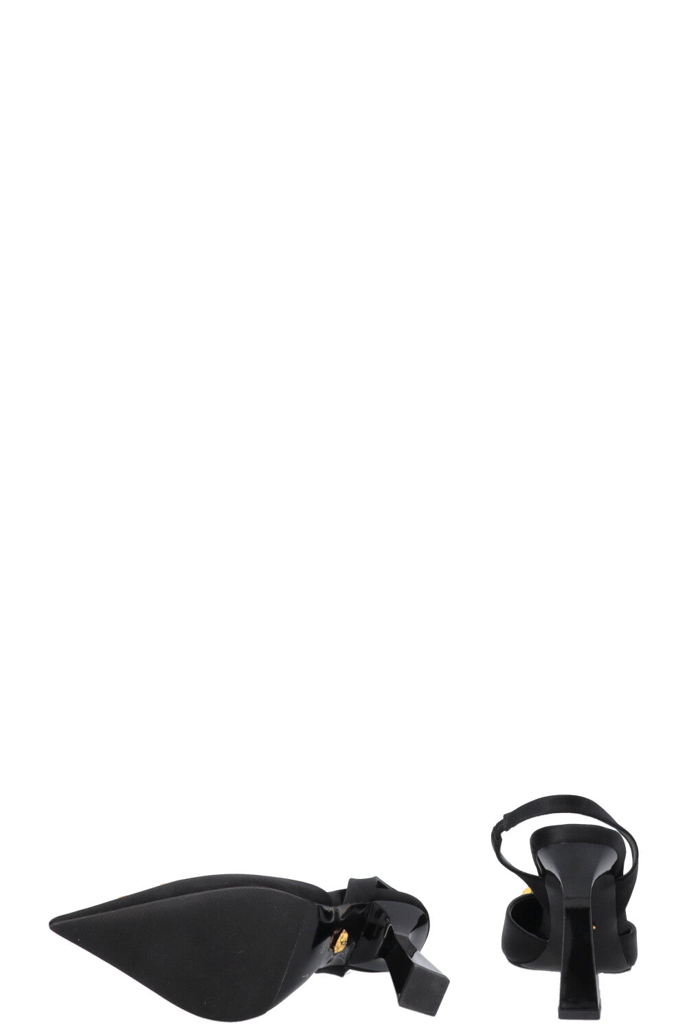 VERSACE Crystal La Medusa Slingback Heels Satin Black