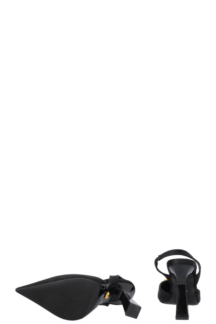 VERSACE Crystal La Medusa Slingback Heels Satin Black