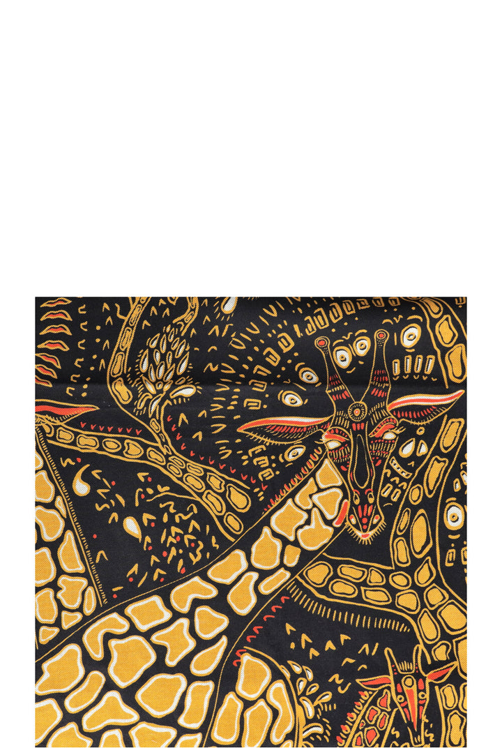 Serviette à franges girafe CHRISTIAN DIOR en coton noir et jaune