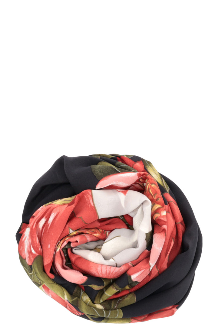 CHANEL Gardenia 140 Scarf Silk Black
