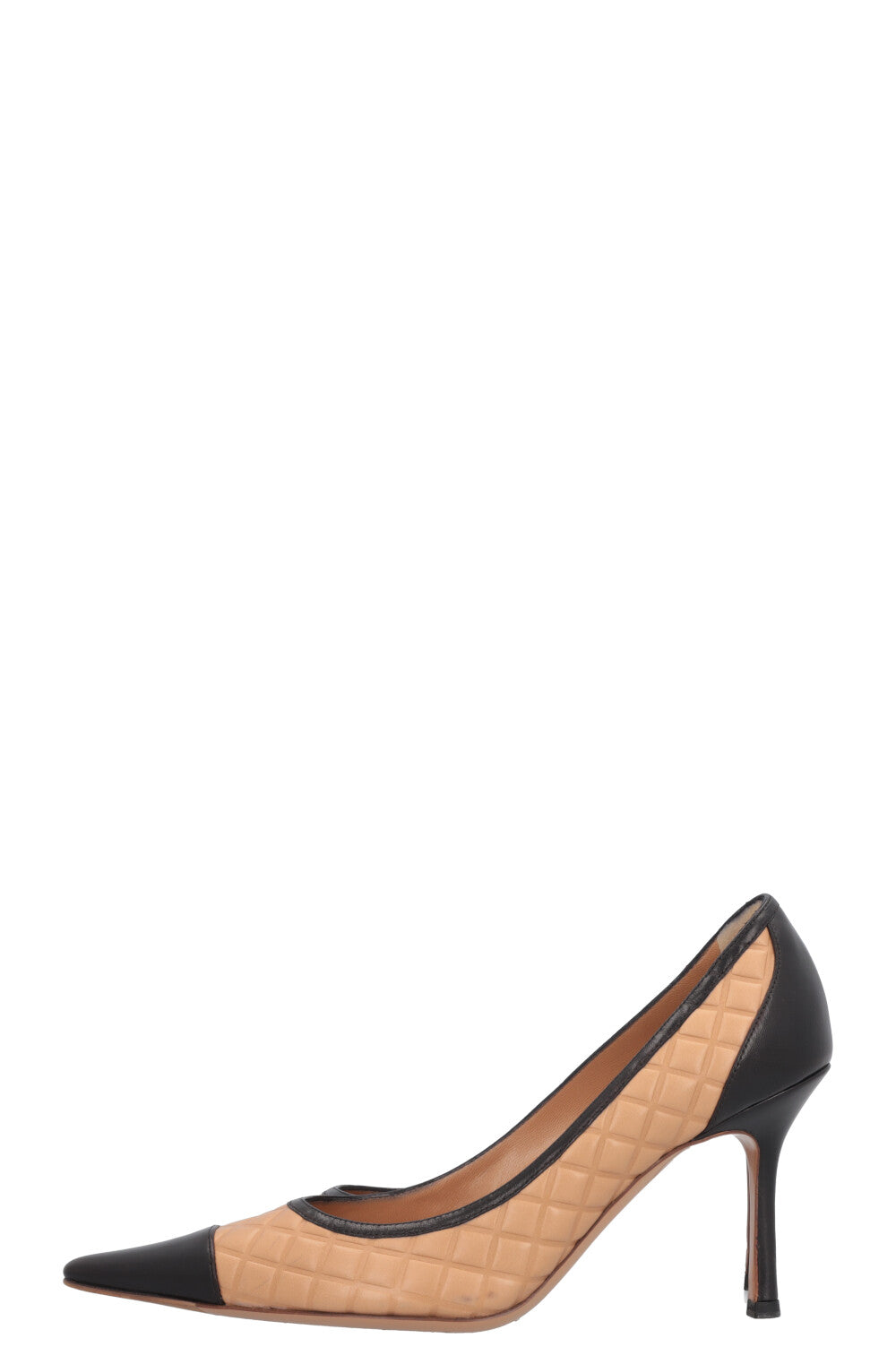 CHANEL Heels Quilted Beige Black