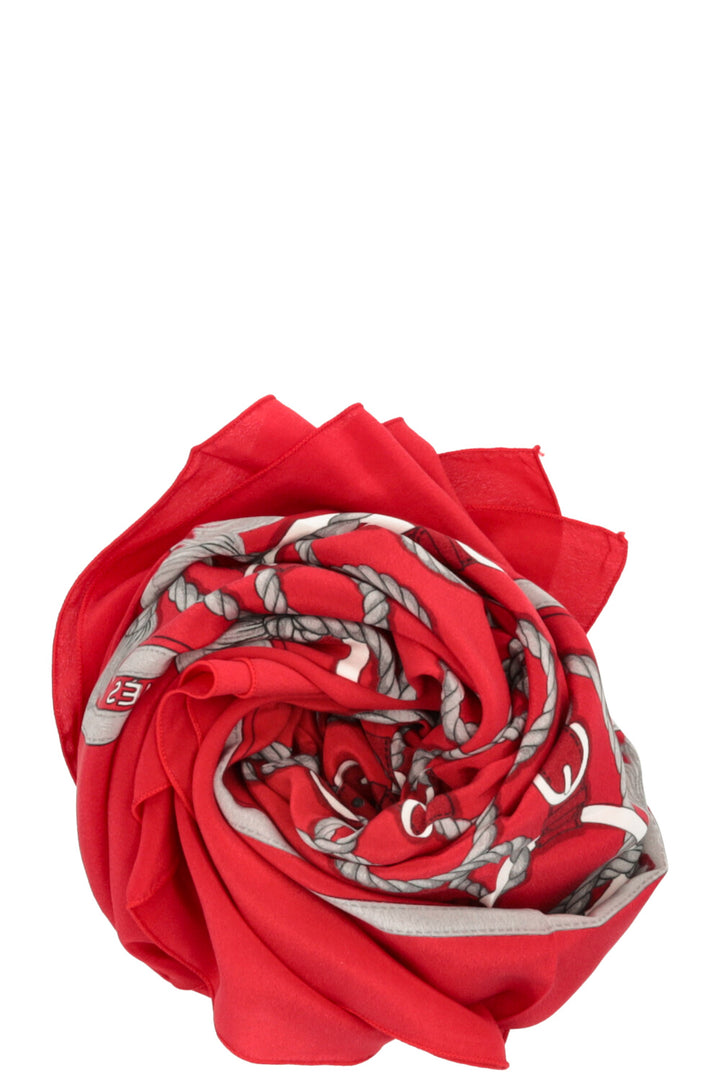 HERMÈS Boucles Carré Soie Rouge