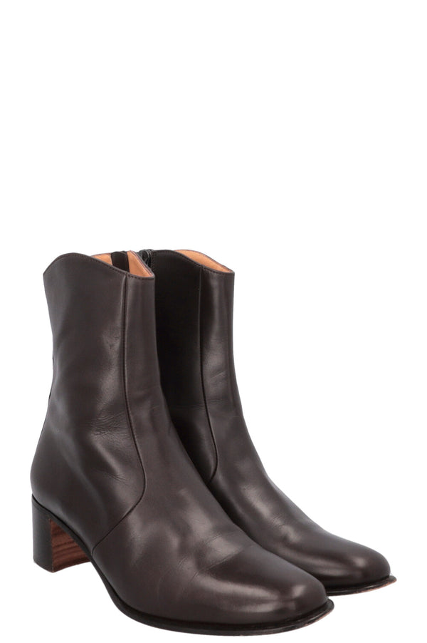 Bottines Hermès à fermeture éclair marron