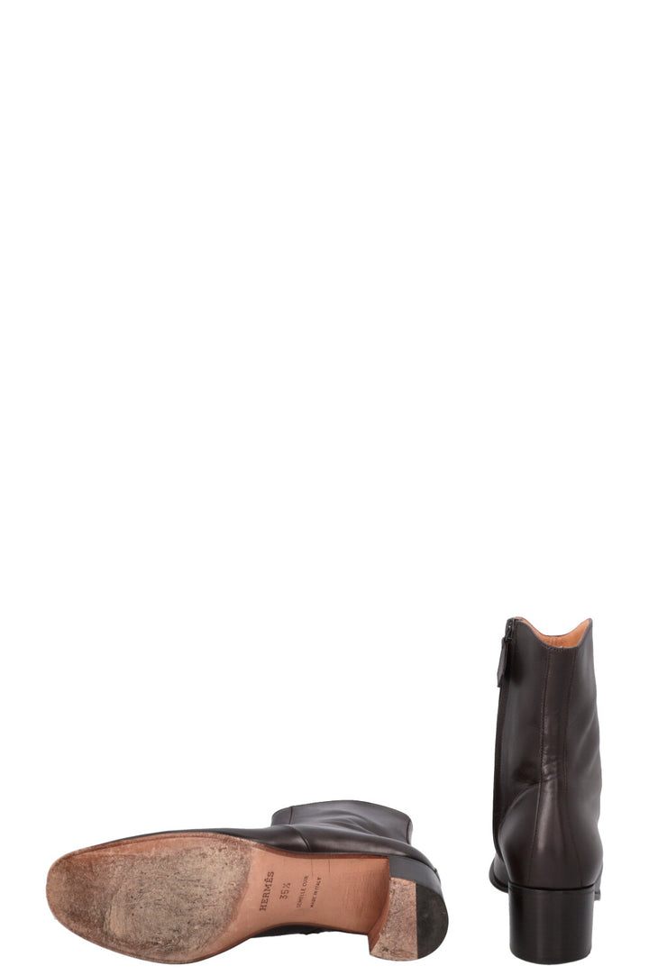 HERMÈS Zip Ankle Boots Brown