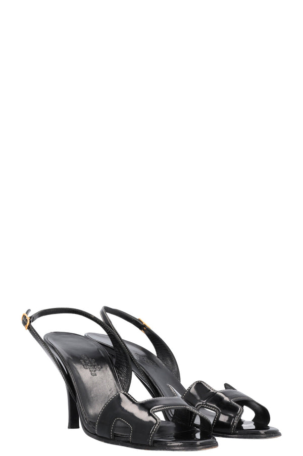 HERMÈS Oasis Heels Patent Black
