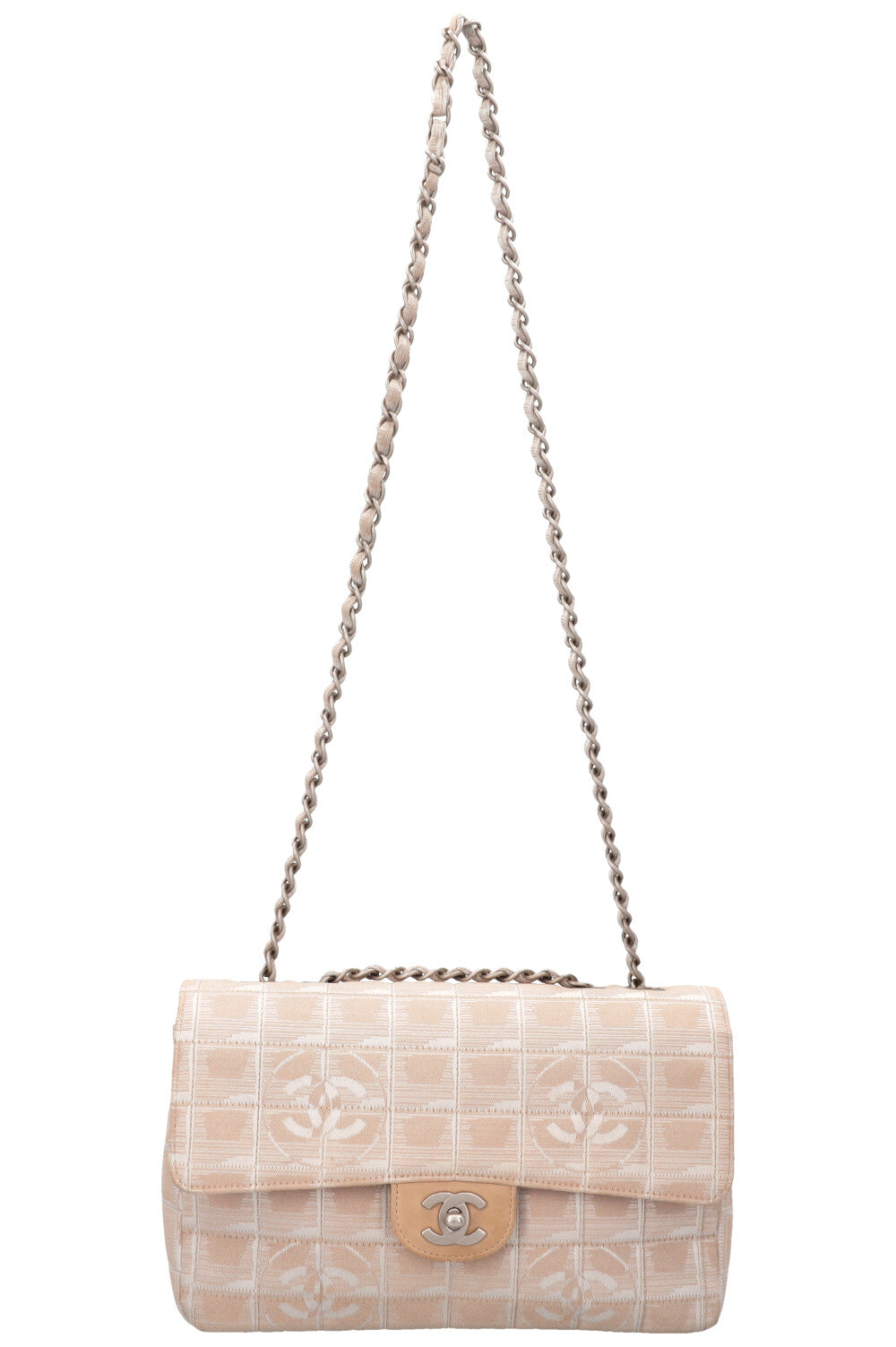 CHANEL Single Flap Bag CC Canvas Beige