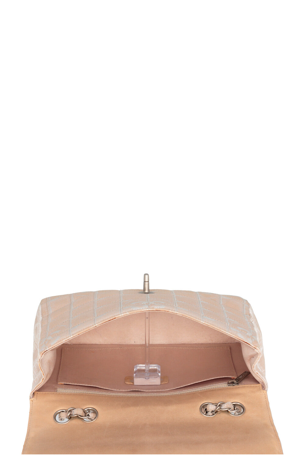 CHANEL Single Flap Bag CC Canvas Beige