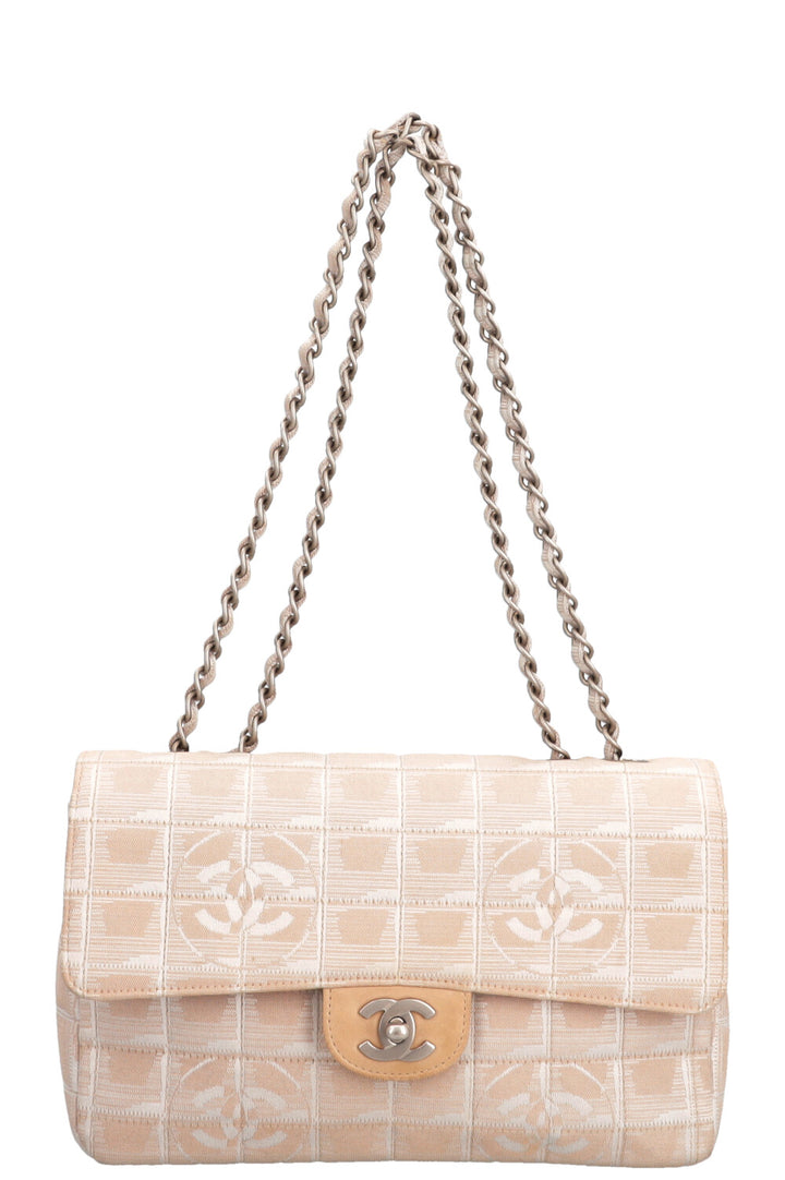 CHANEL Single Flap Bag CC Canvas Beige