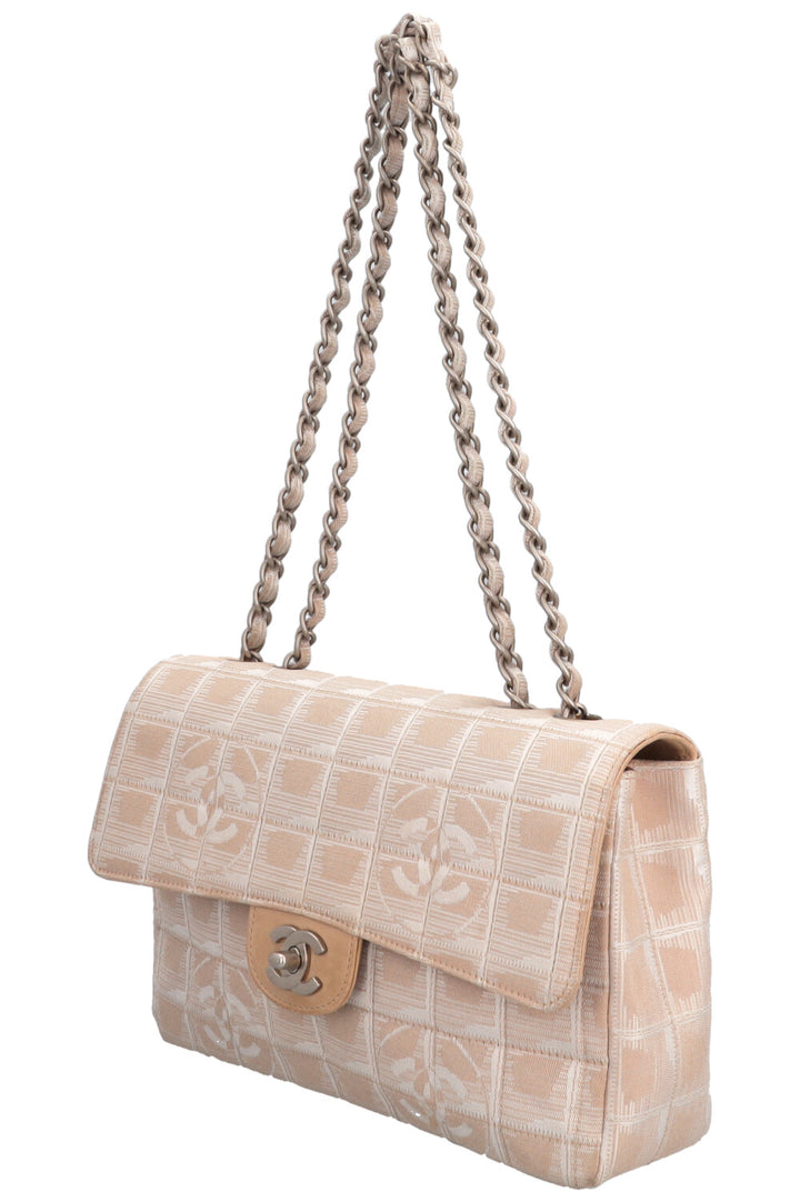 CHANEL Single Flap Bag CC Canvas Beige