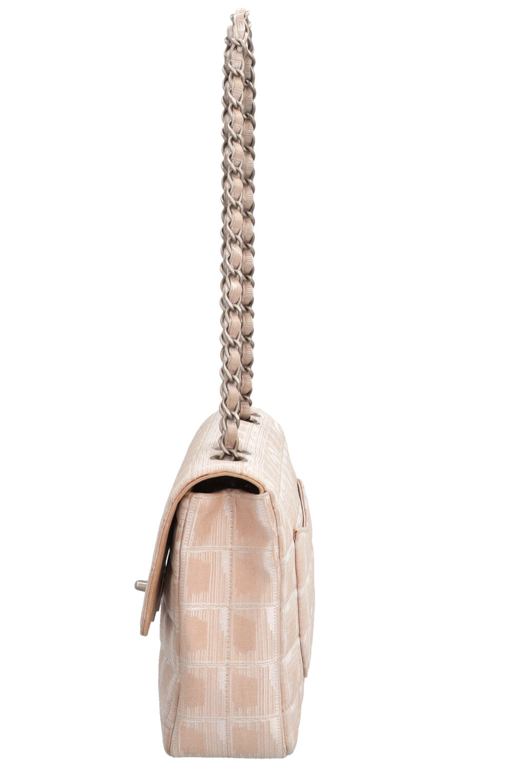 CHANEL Single Flap Bag CC Canvas Beige