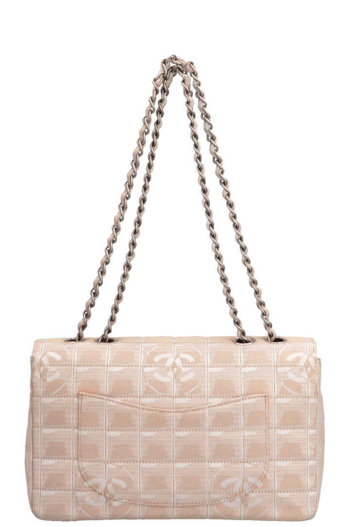 CHANEL Single Flap Bag CC Canvas Beige