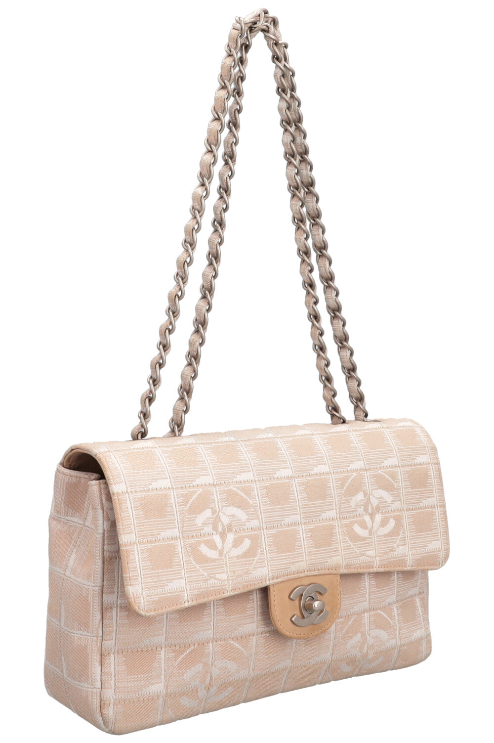 CHANEL Single Flap Bag CC Canvas Beige