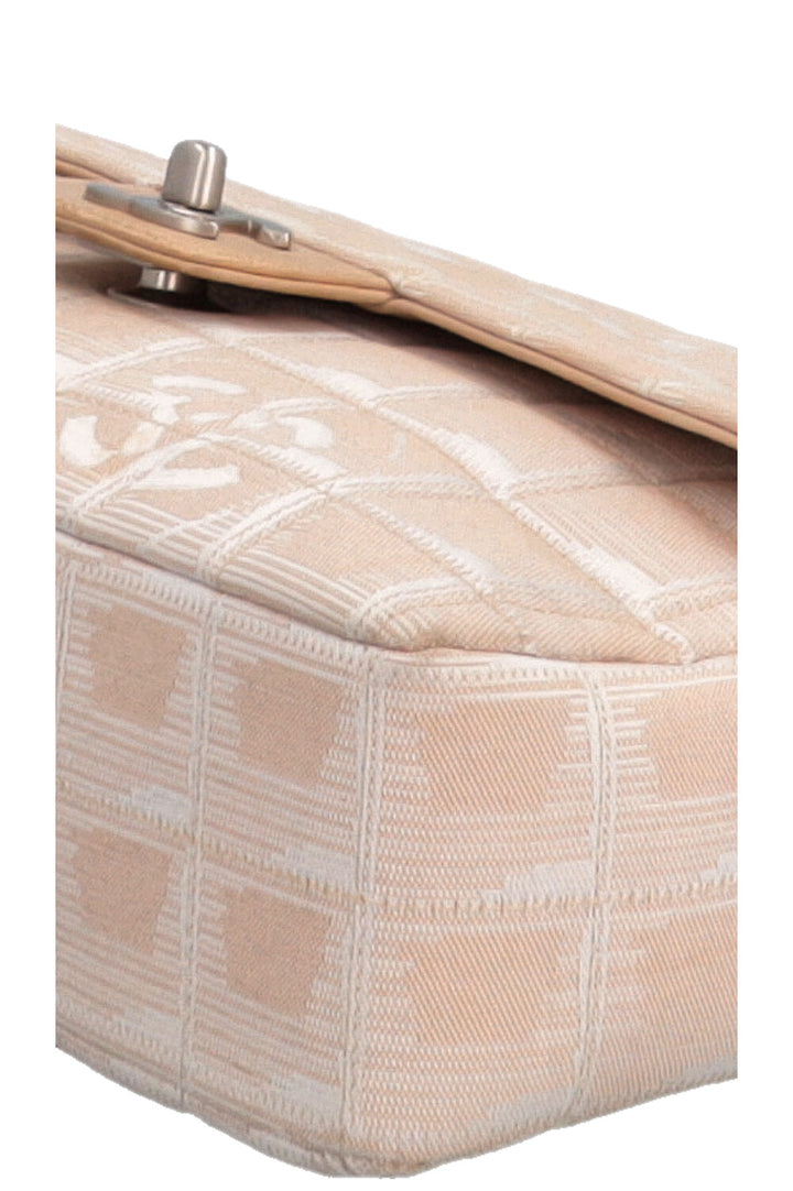 CHANEL Single Flap Bag CC Canvas Beige
