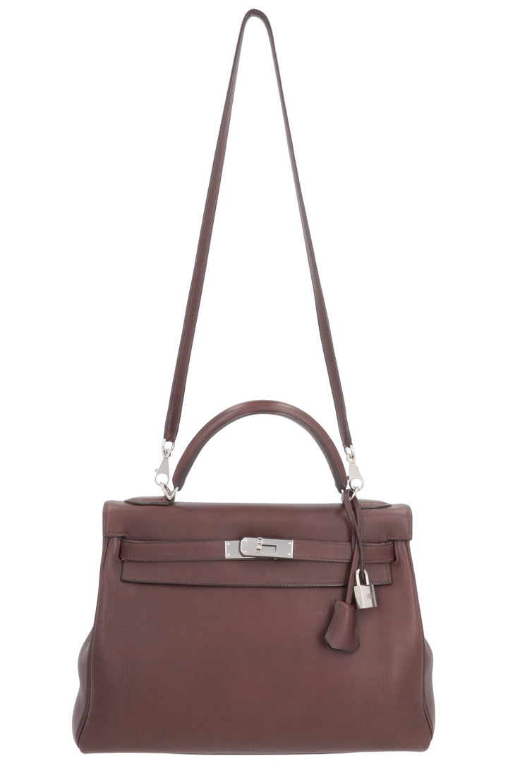 HERMÈS Kelly 32 Retourné Swift Chocolat