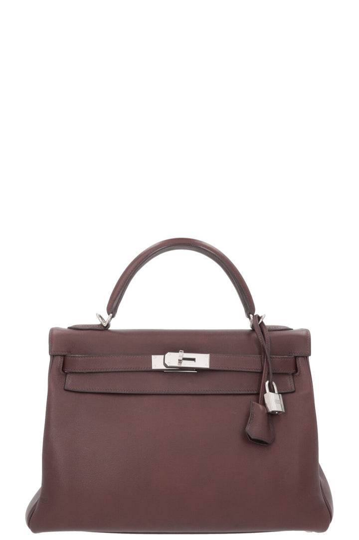 HERMÈS Kelly 32 Retourné Swift Chocolat