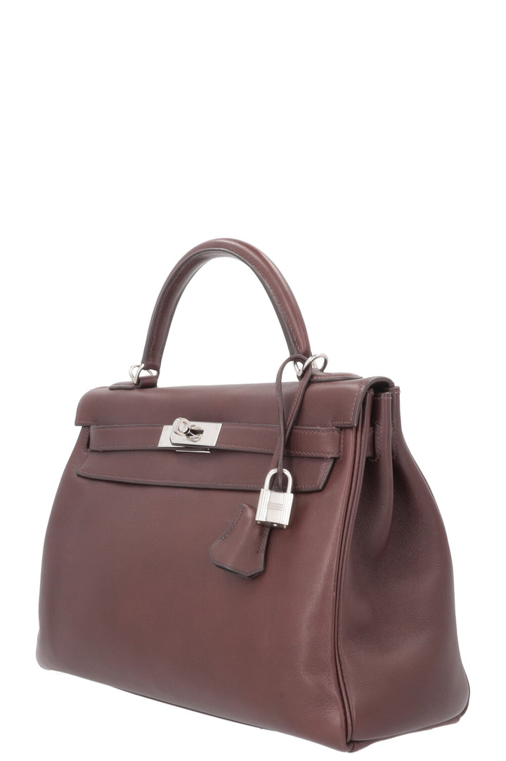 HERMÈS Kelly 32 Retourné Swift Chocolat