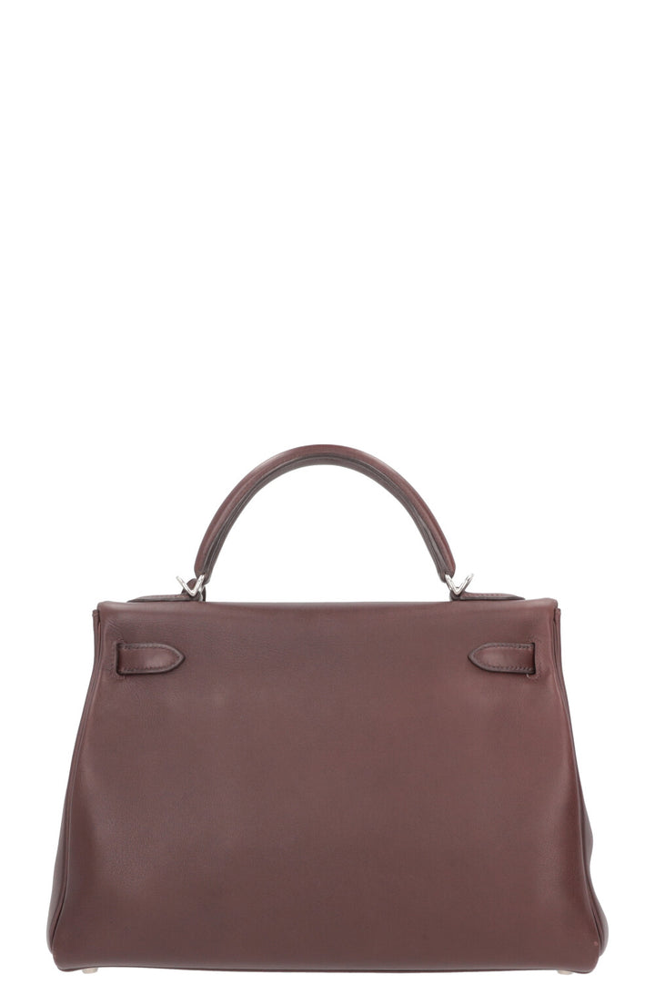 HERMÈS Kelly 32 Retourné Swift Chocolat