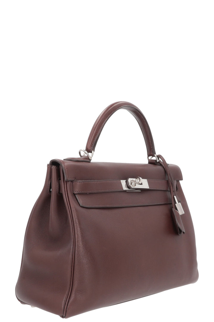 HERMÈS Kelly 32 Retourné Swift Chocolat