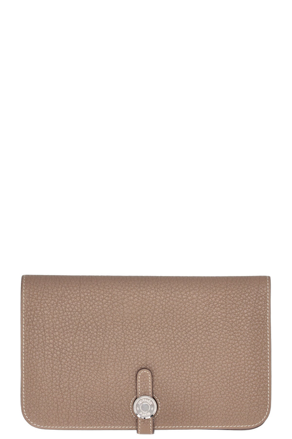 HERMÈS Dogon Duo Wallet Clemence Etoupe