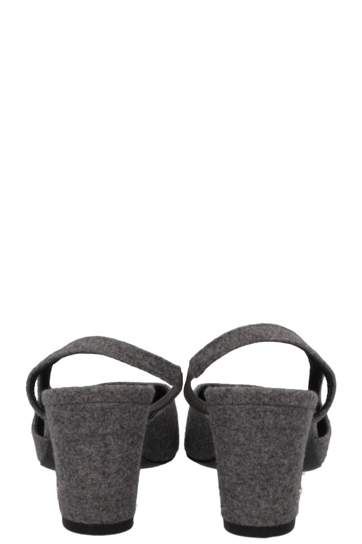 CHANEL Classic Slingback Felt Velvet Grey
