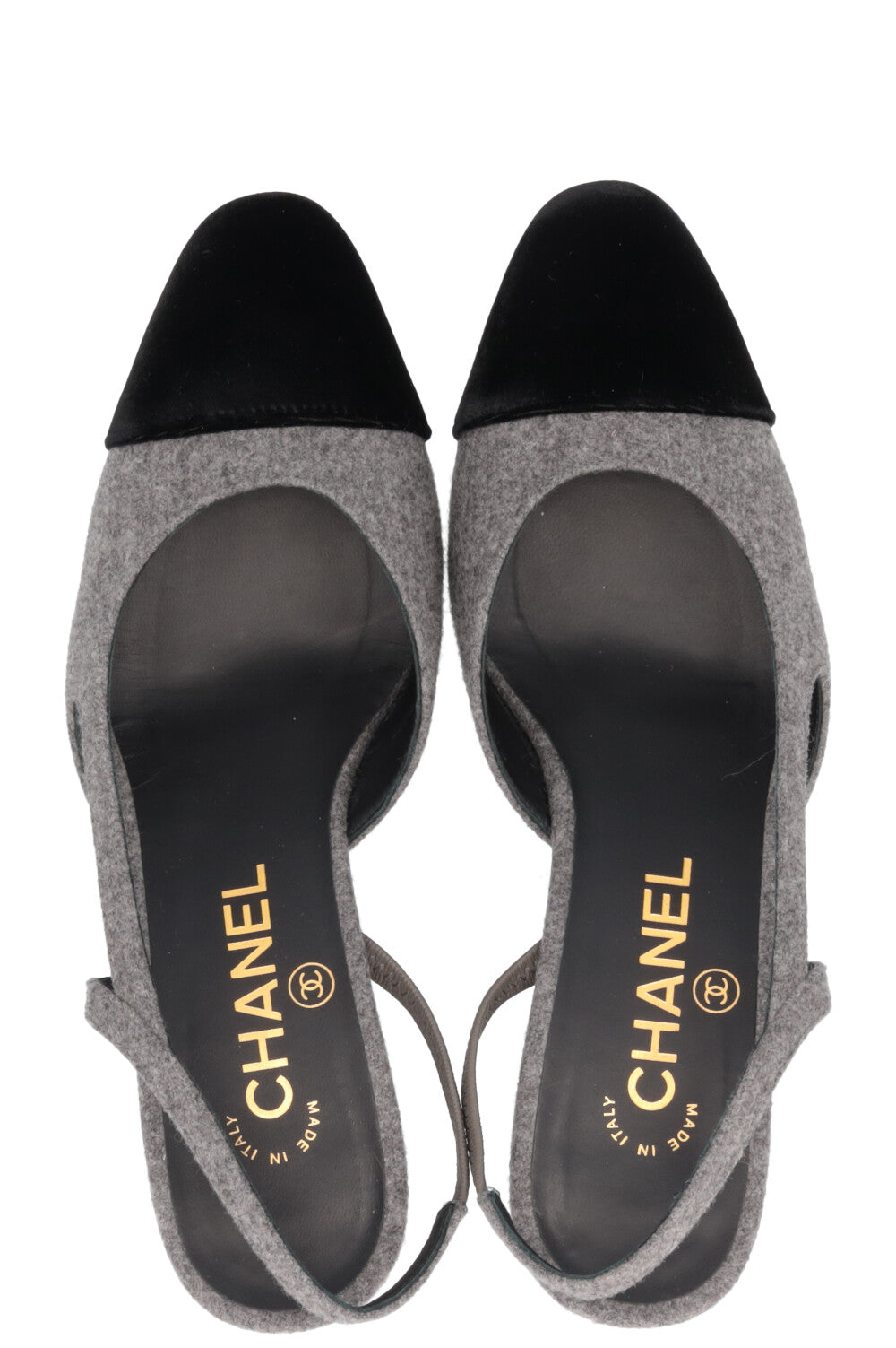 CHANEL Classic Slingback Felt Velvet Grey