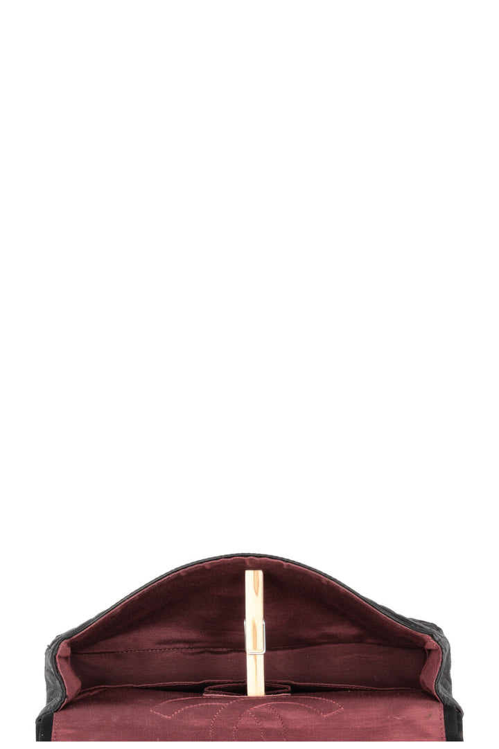 CHANEL 2.55 Reissue Croco Quilted Satin Crossbody Bag Black