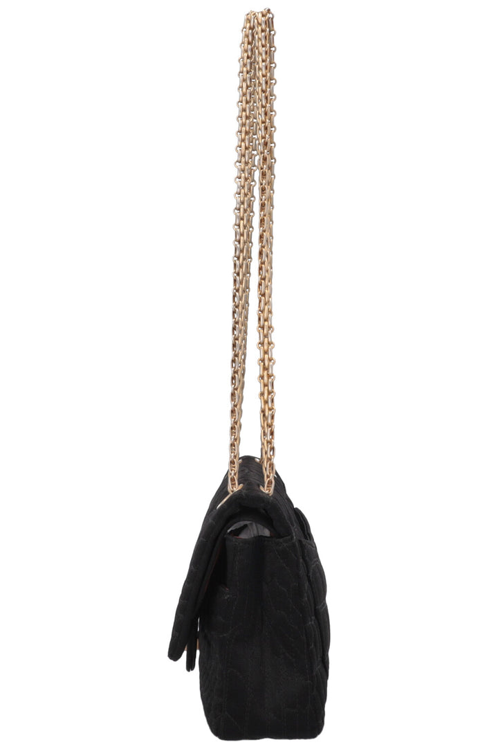 CHANEL 2.55 Reissue Croco Quilted Satin Crossbody Bag Black