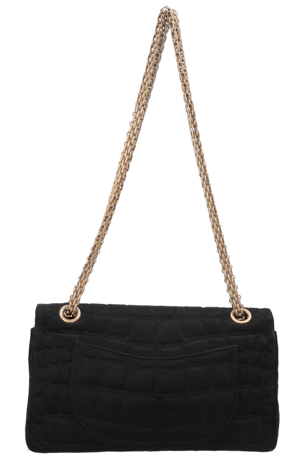 CHANEL 2.55 Reissue Croco Quilted Satin Crossbody Bag Black