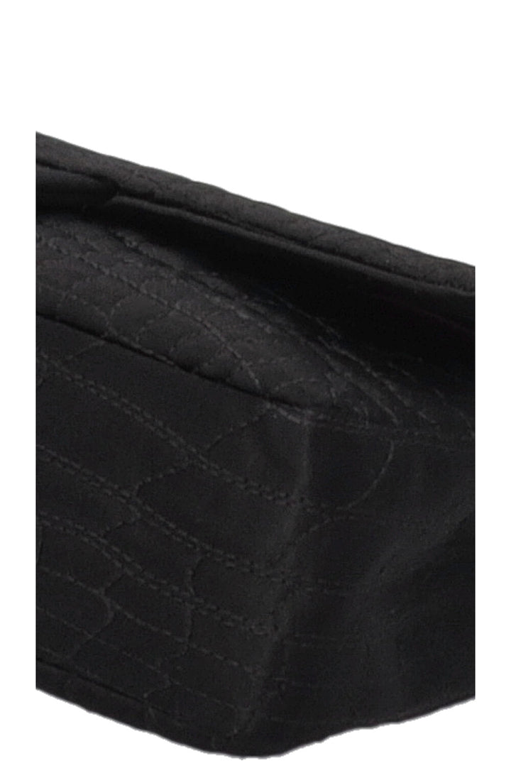 CHANEL 2.55 Reissue Croco Quilted Satin Crossbody Bag Black