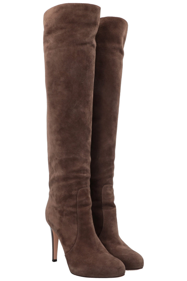 GIANVITO ROSSI Bottes Overnee Daim Marron