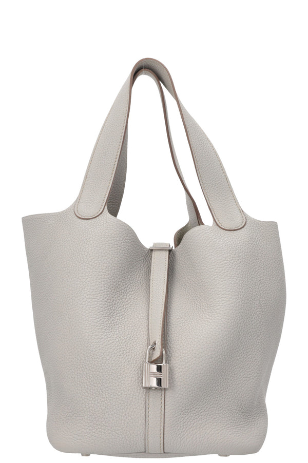 HERMÈS Sac Picotin 22 Clemence Gris Perle
