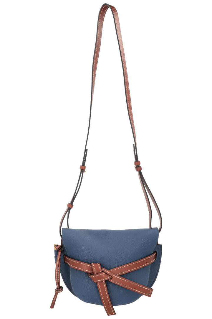 LOEWE Small Gate Bag Leather Navy Brown