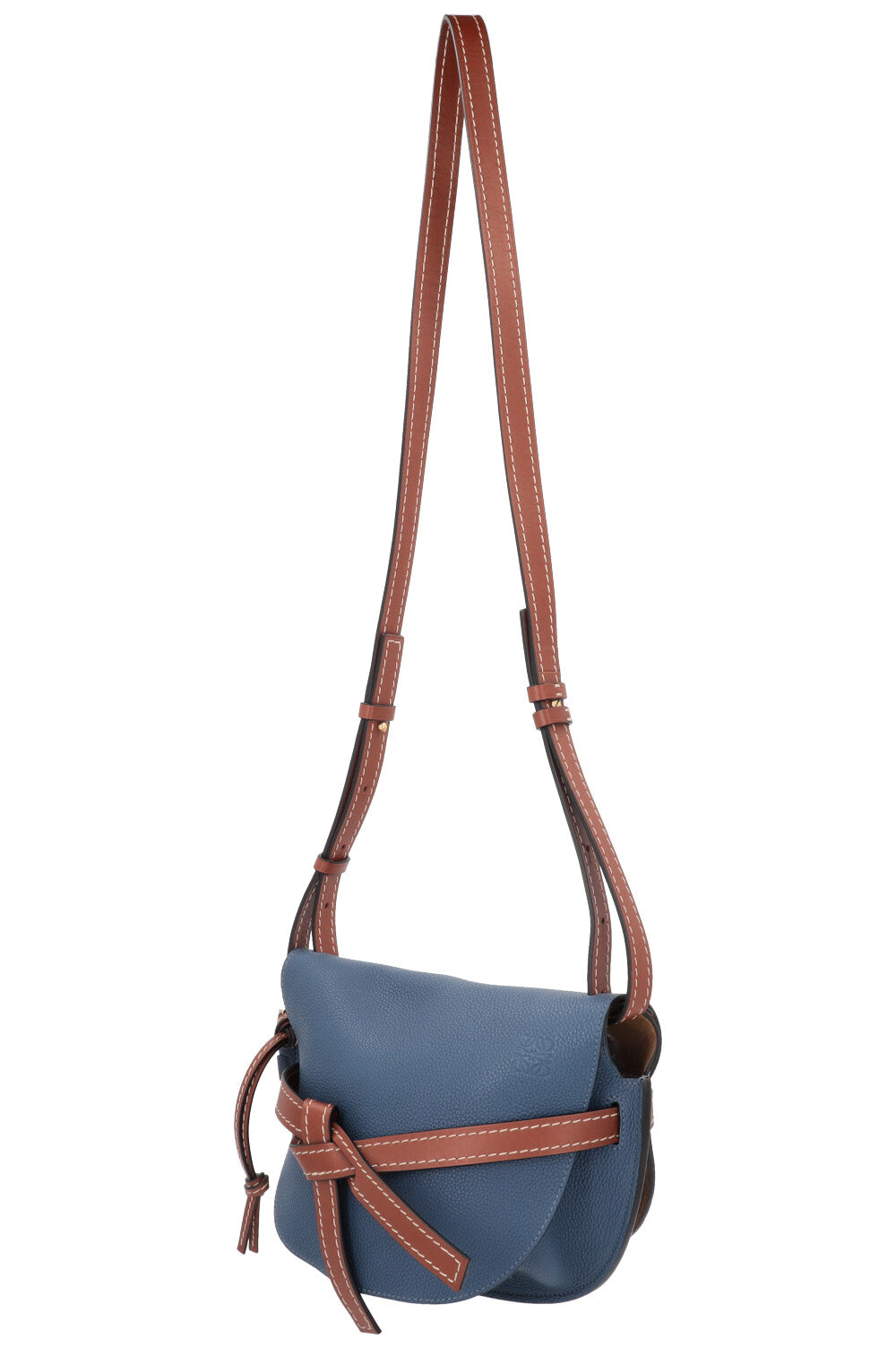 LOEWE Small Gate Bag Leather Navy Brown