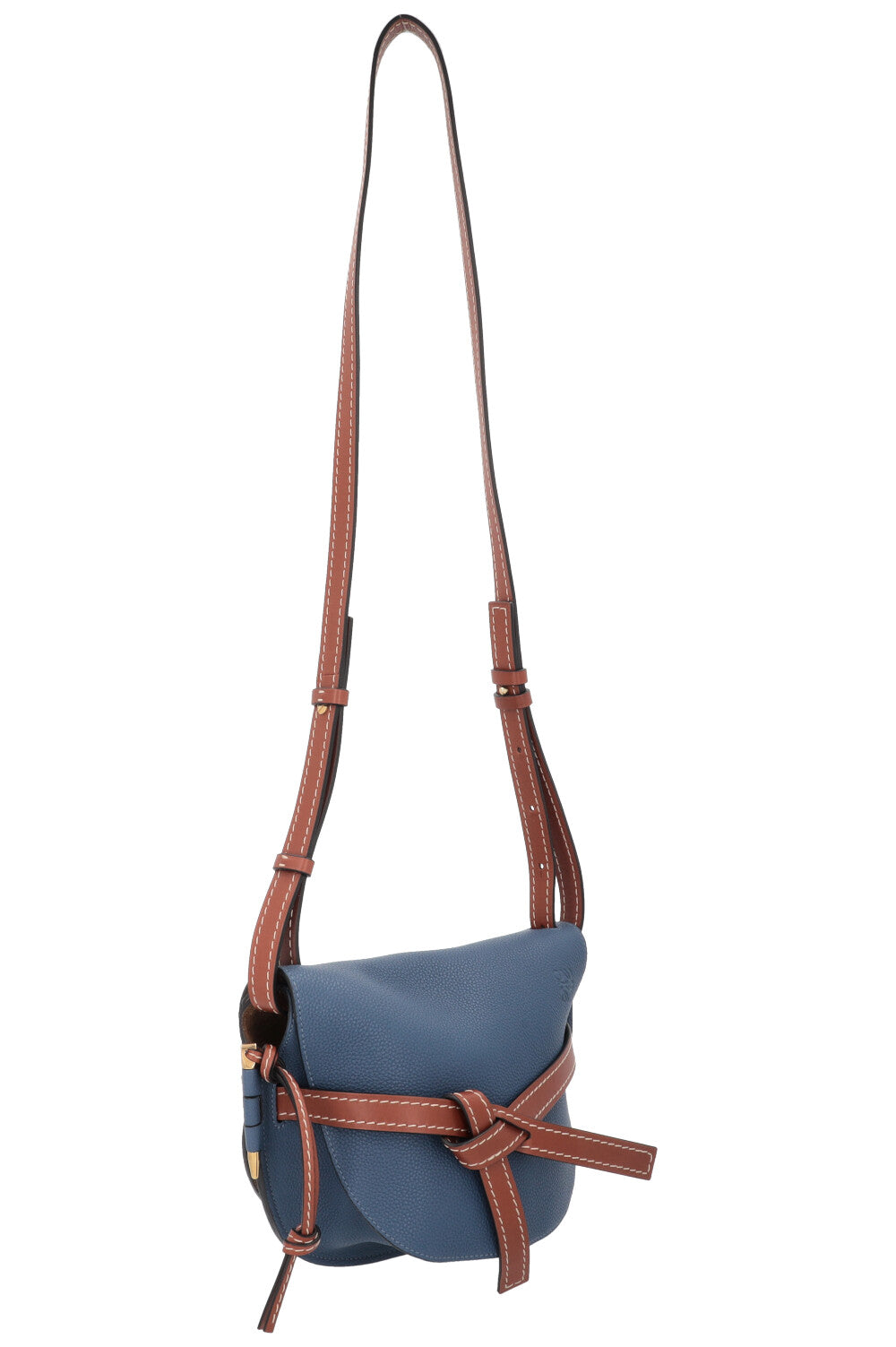LOEWE Small Gate Bag Leather Navy Brown