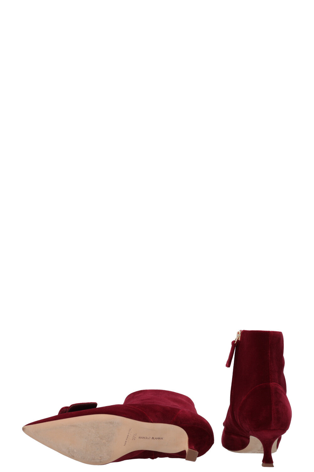 MANOLO BLAHNIK Baylow Ankle Boots Velvet Red