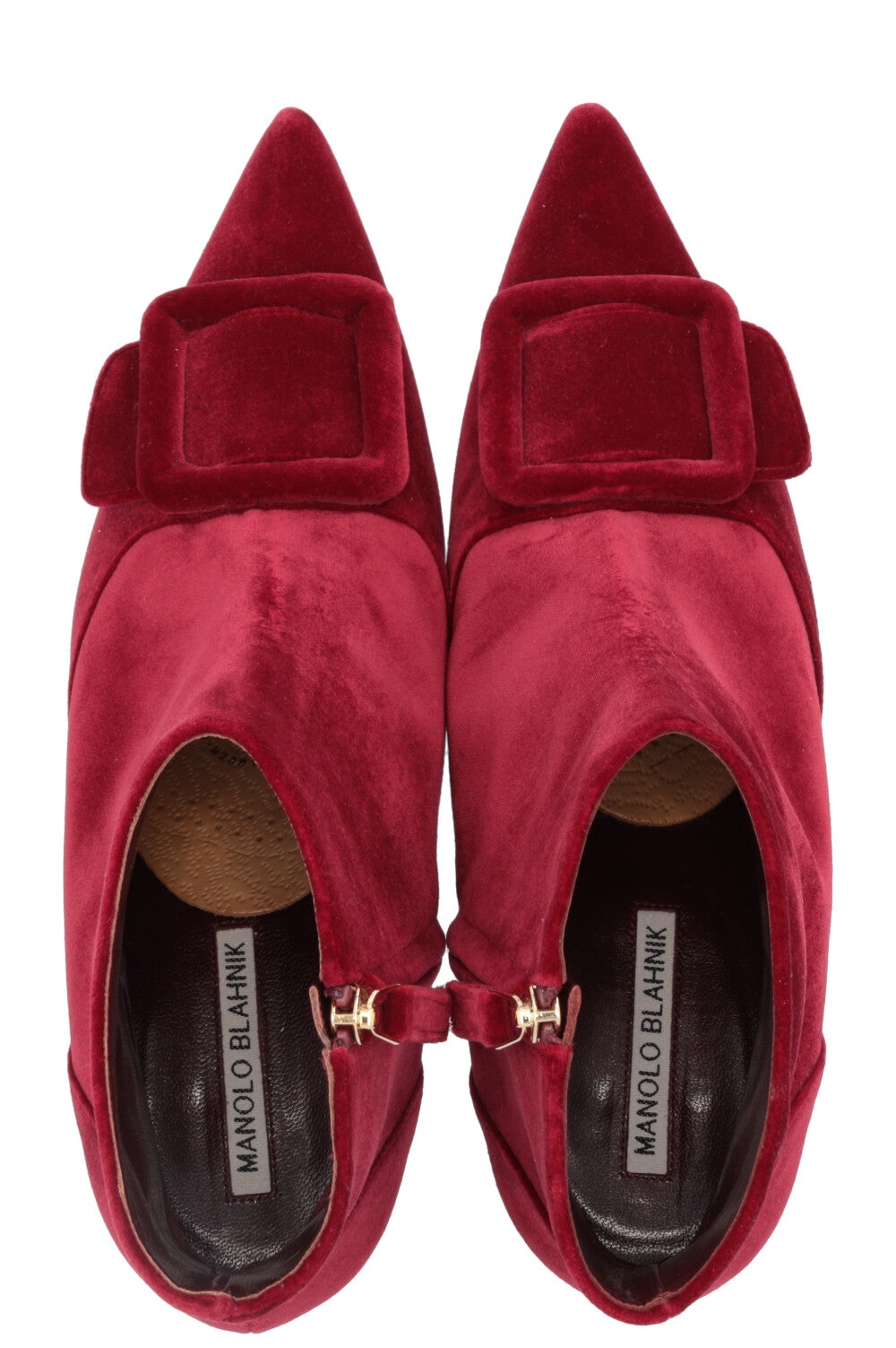 MANOLO BLAHNIK Baylow Ankle Boots Velvet Red