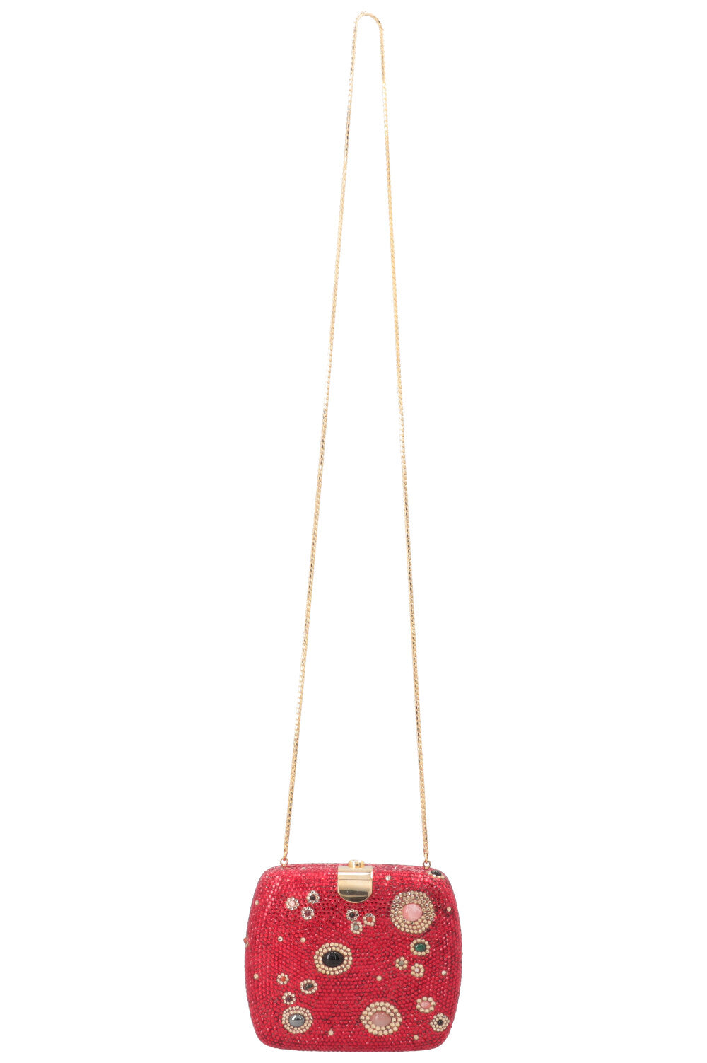JUDITH LEIBER Crystals Crossbody Clutch Red