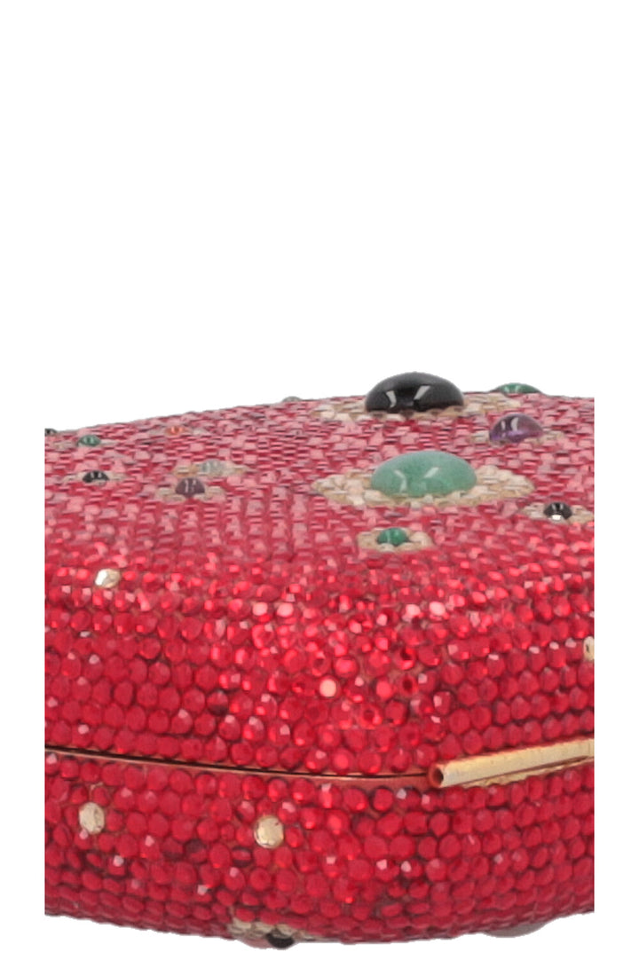 JUDITH LEIBER Crystals Crossbody Clutch Red