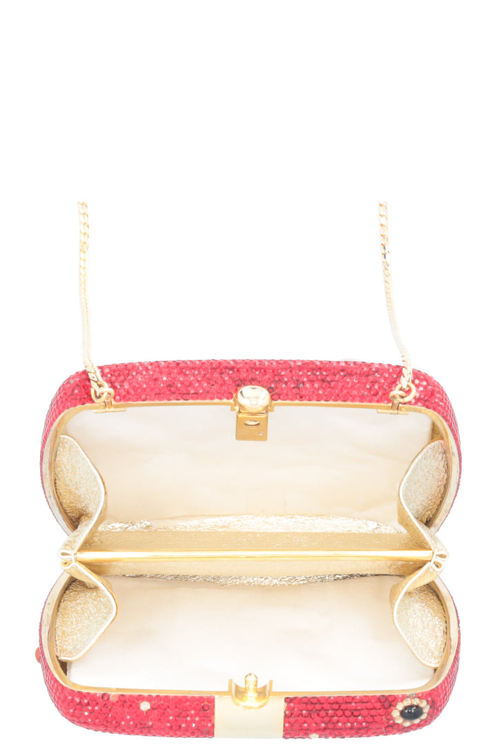 JUDITH LEIBER Crystals Crossbody Clutch Red