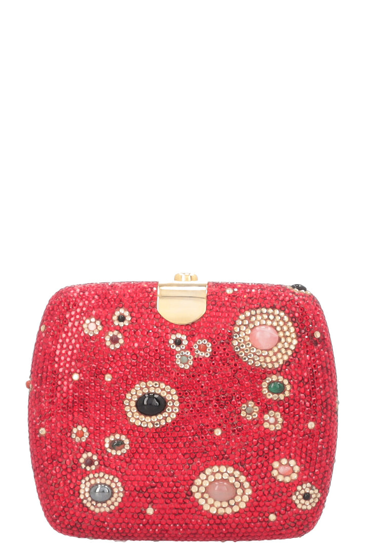 JUDITH LEIBER Crystals Crossbody Clutch Red
