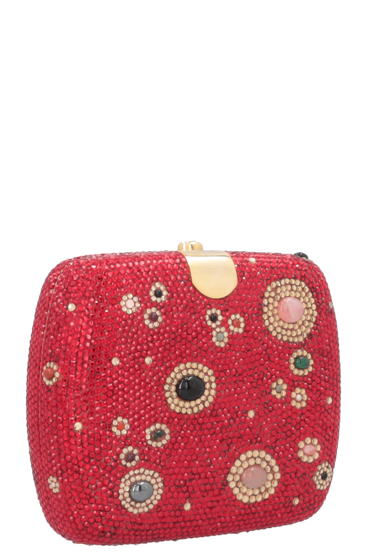 JUDITH LEIBER Crystals Crossbody Clutch Red