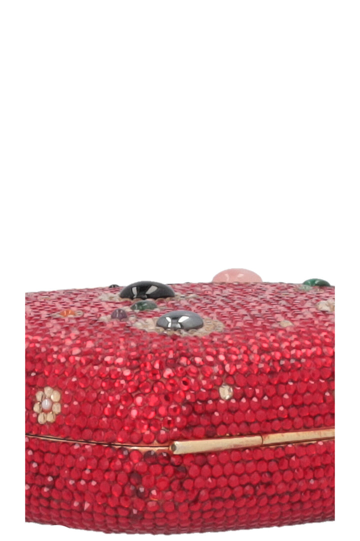 JUDITH LEIBER Crystals Crossbody Clutch Red