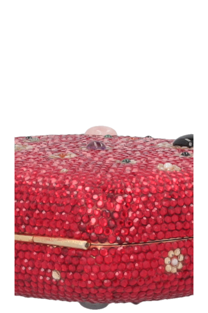 JUDITH LEIBER Crystals Crossbody Clutch Red