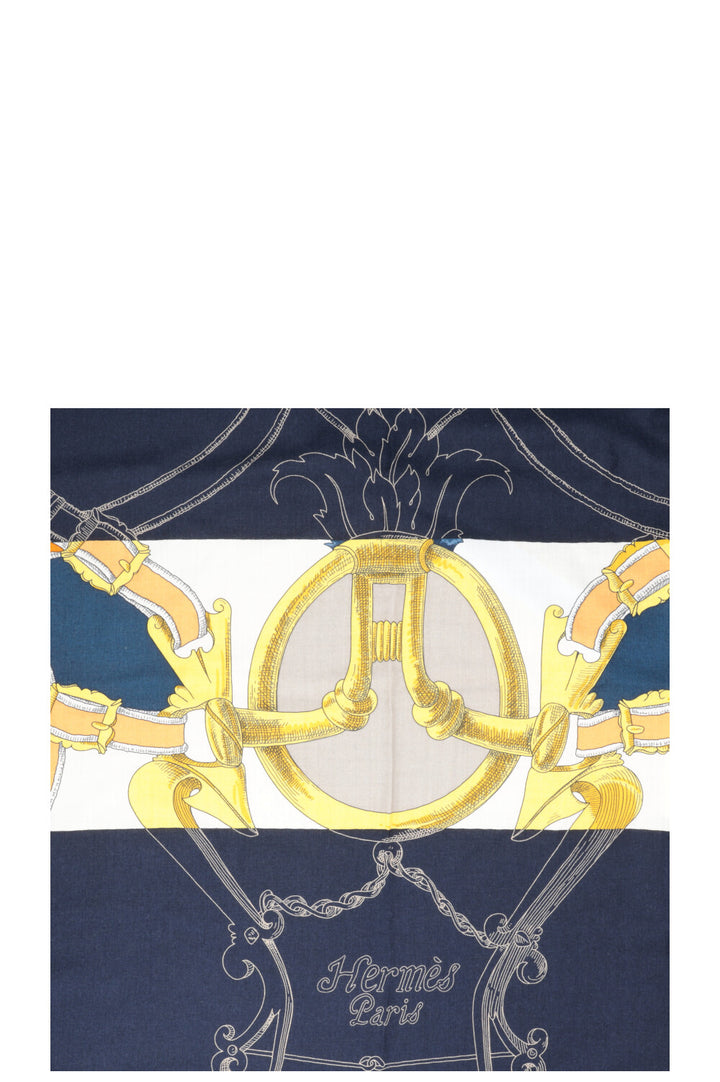 HERMÈS L'Instruction Du Roy 140 Scarf Cashmere Blue