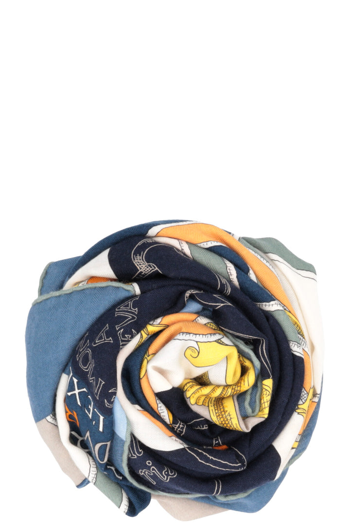 HERMÈS L'Instruction Du Roy 140 Scarf Cashmere Blue