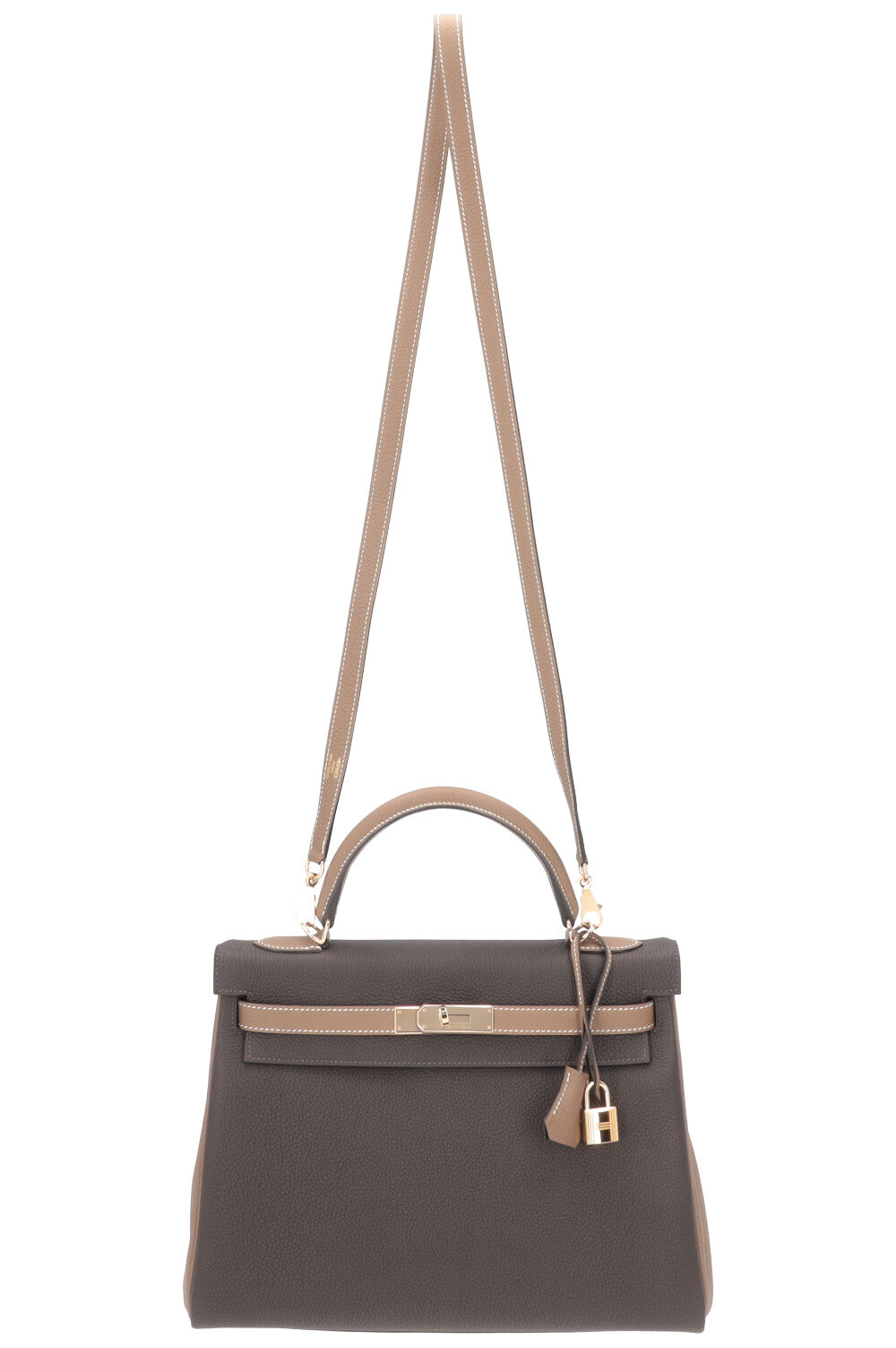 HERMÈS Kelly 32 HSS Togo Étoupe Plain Permabrass