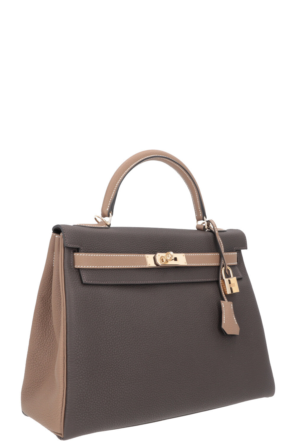 HERMÈS Kelly 32 HSS Togo Étoupe Plain Permabrass